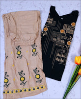 Dark Blue Rayon embroidery work Kurti Set